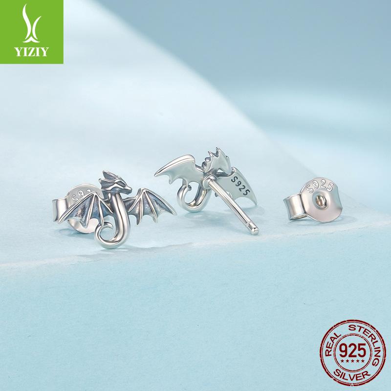 S925 Sterling Silber Mini Feilong Ohrstecker Personalisierte Retro Tier Kleine Ohrstecker Lager