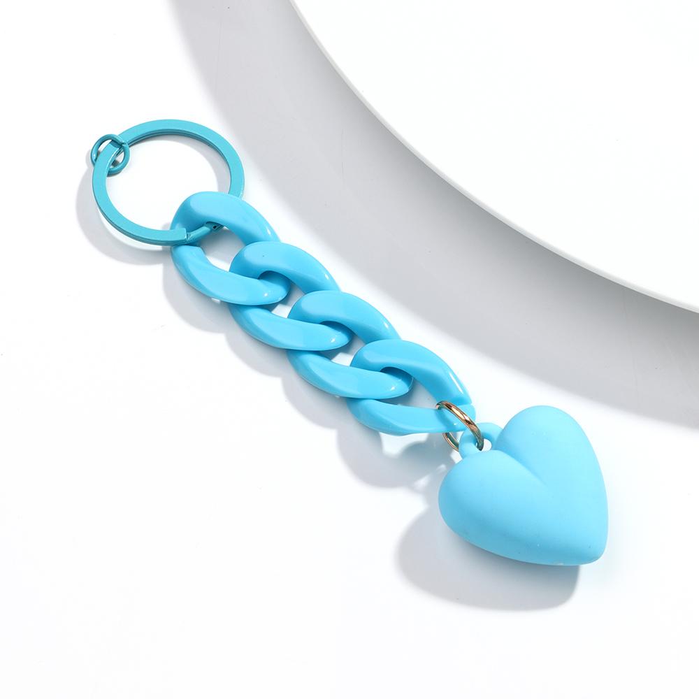 Handmade Heart Keychain Acrylic Plastic Link Chain Key Ring For Women Girls Handbag Pendant Accessorie Car Keys Jewelry Gifts