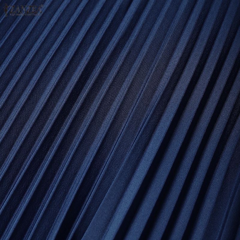 ZANZEA Women Elegant Off Shoulder Sleeveless Pleated Party Dress