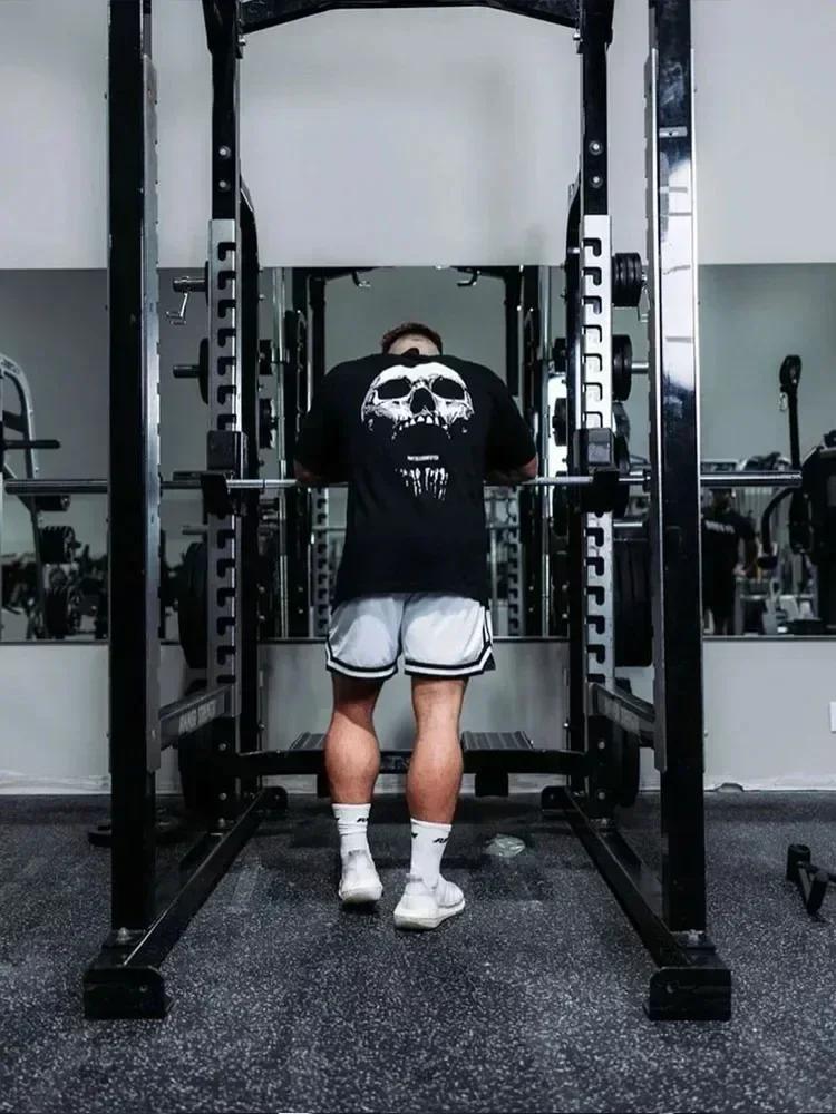Tričko CBUM Gym Fitness Tričko Volné Oversized Bavlna Muži Krátké rukávy Sportovní trička Letní trénink Cvičení Jogging Ženy Topy