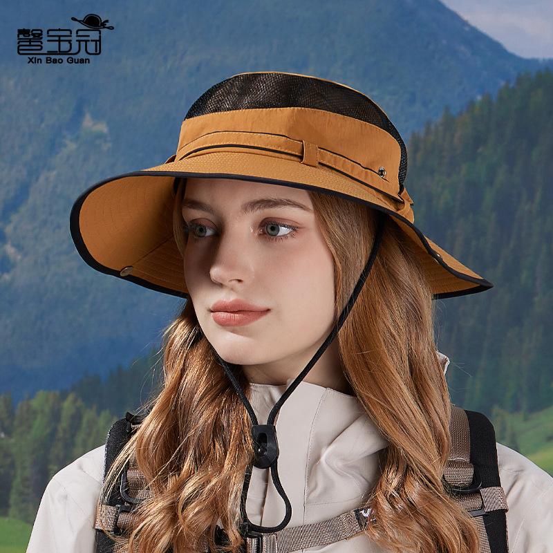 Spring and summer big brim sun hat men and women outdoor mountaineering fishing sun protection hat quick drying waterproof breathable bucket hat