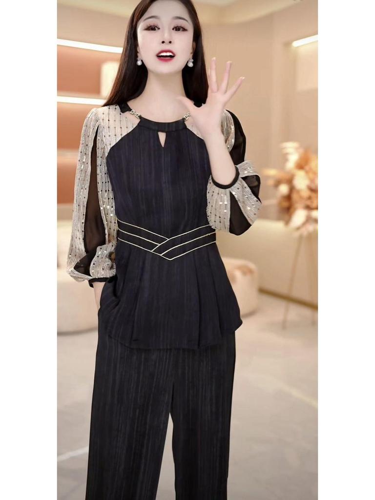 Elegant High-End Two-Piece Set: Slimming Top & Pants for Women, 2025 Spring Collection
