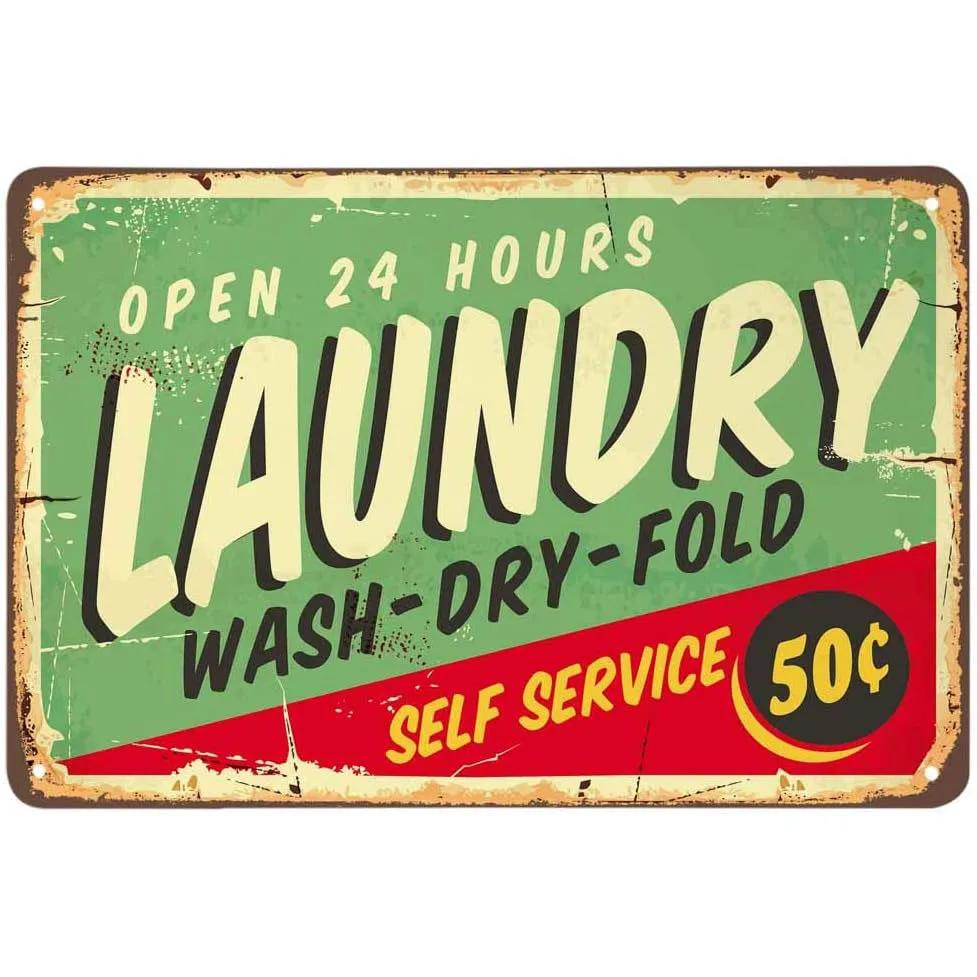 Plaque Metal Tin Signs Laundry Room Wall Decoration Vintage Art Posters Iron Painting for Man Cave Home Cafe Bathroom Club Bar