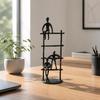 Ladder Frame Figurine with Reading Figure Sculptural for Study