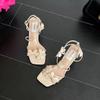 Summer Women's Butterfly High Heel Sandals Square Toe Buckle Casual  Shoes Elegant Stiletto Heel Ankle Strap Party