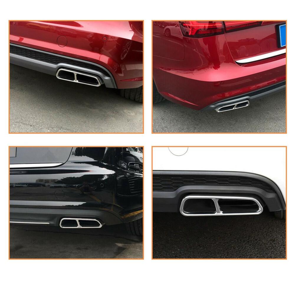 2Pcs Chrome Car Exhaust Tail Pipes Decoration Frame Throat Pipe Modified Cover Trim for - A6 C7 2016-2018