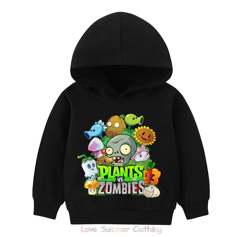 Boys Hoodie Age 4-14 Plants HD Print Zombies Thin Girls Pullover Girls Casual Wear Fall Hoodie Long Sleeve Polyester New Arrivals 2025