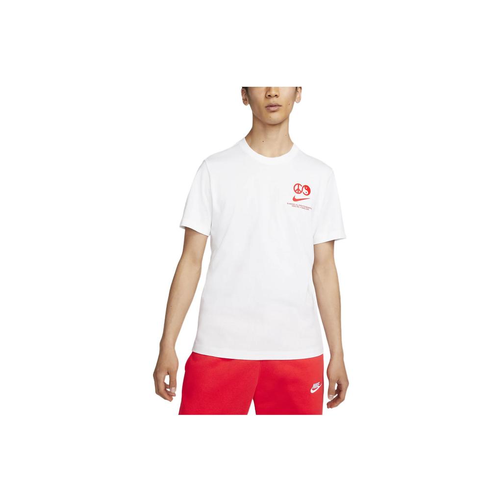 Nike Sportswear Logo Print Crew Neck Short Sleeve T-Shirt Men Tops White DR8067-100