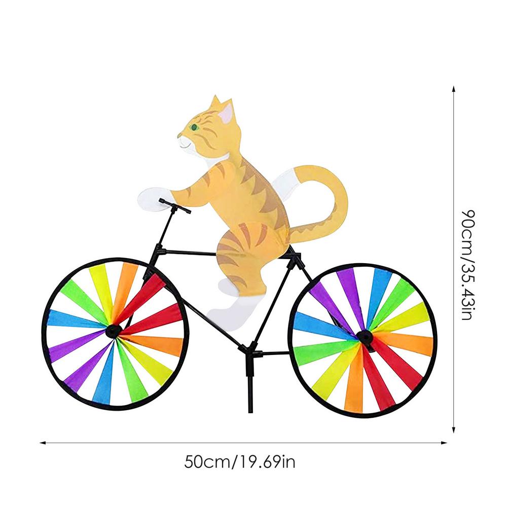 Animal Riding Bike Windmill Innovative Cartoon Cat Dog Wind Spinner Yard Art Decoration Garden Ornament for Yard  Lawn