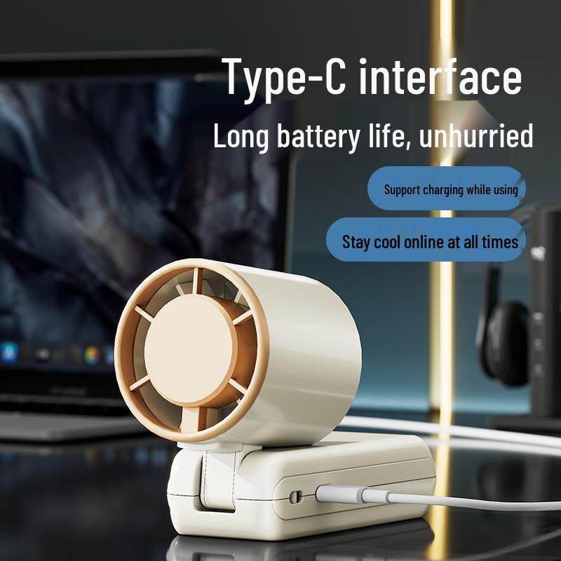 2026 High-Speed USB Rechargeable Mini Handheld Foldable Fan with Digital Display and Lanyard