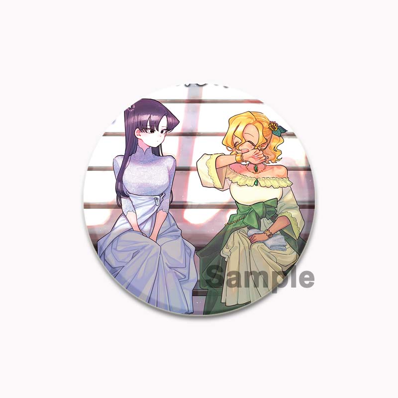 32/44/58mm Komi Cant Communicate Round Pin Cute Girl Cartoon Snap-in Brooches for Backpack Cothes Accessories Anime Collection Badge