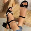 Thick Heeled Sandals for Women High Heels Shoes Woman 2025 Trend Round Toe Design Summer Women's Heel Sandals Size 35-42