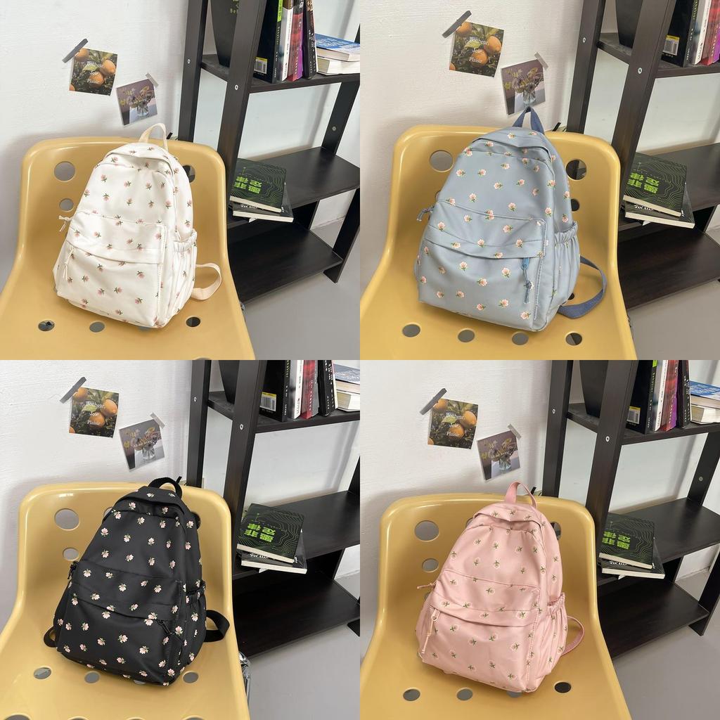 Flower Pattern Student Leisure Backpack For Daily Use