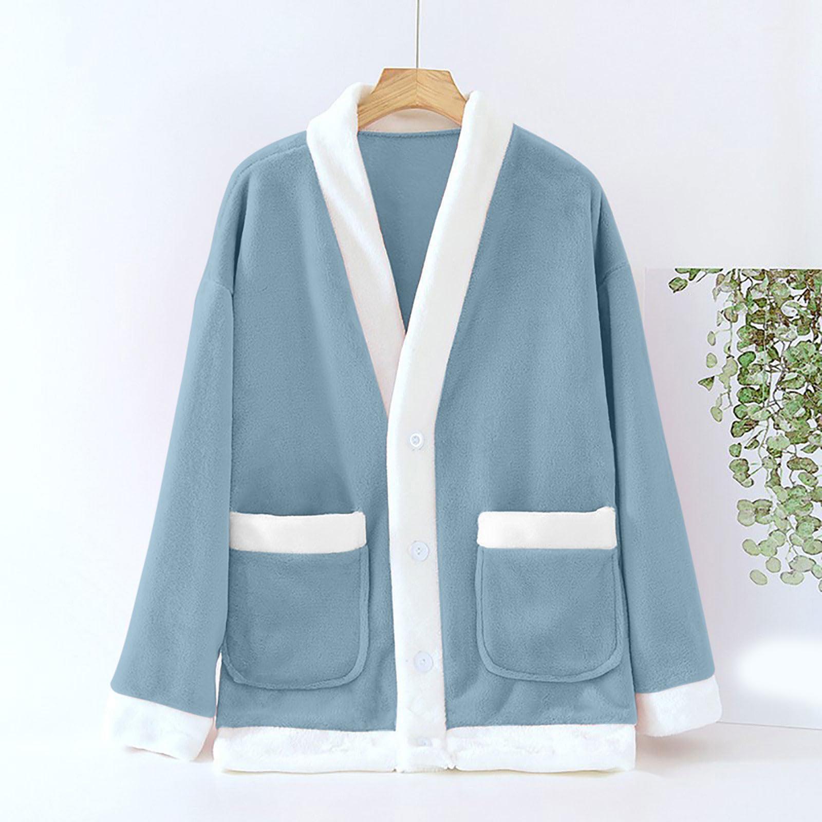 

Женский повседневный и удобный кардиган с V-образным вырезом, теплая и плюшевая домашняя одежда, пижамная куртка XXL