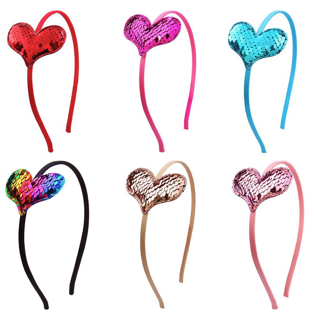 Heart Headband for Girls Candy Color Sequins Hair Band Christmas Birthday Festival Gift Hair Accessories Set