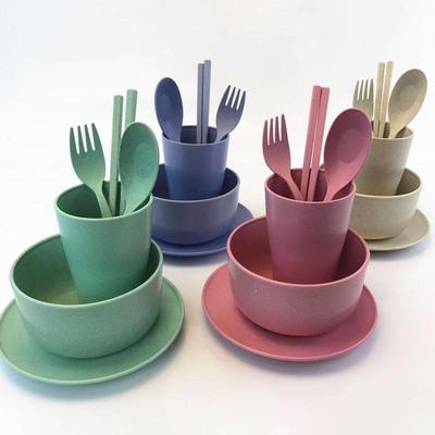 6 Teile/satz Weizen Stroh Baby Geschirr Kinder Lebensmittel Gerichte Schüssel Fütterung Infant Lernen Geschirr Spo