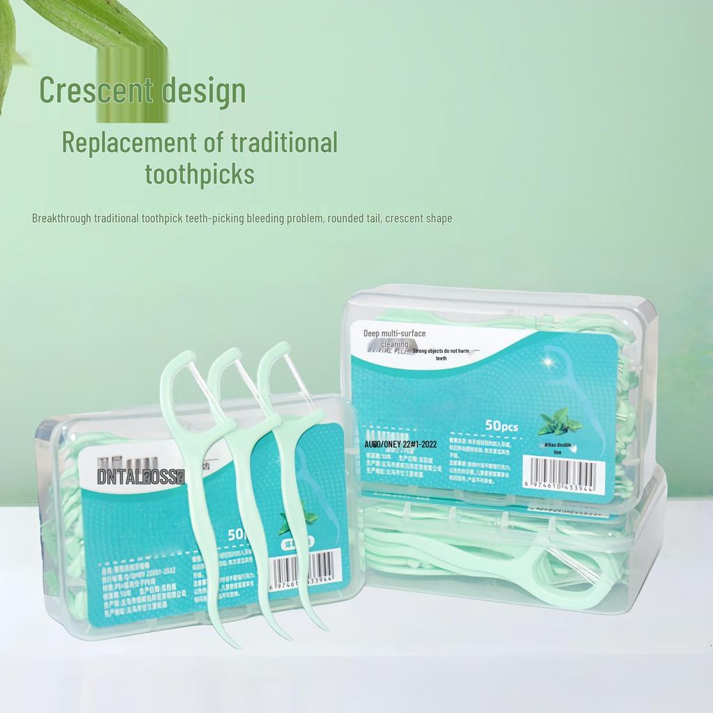 Mint Dual-Line Dental Floss Picks - Family Pack, Portable & Disposable