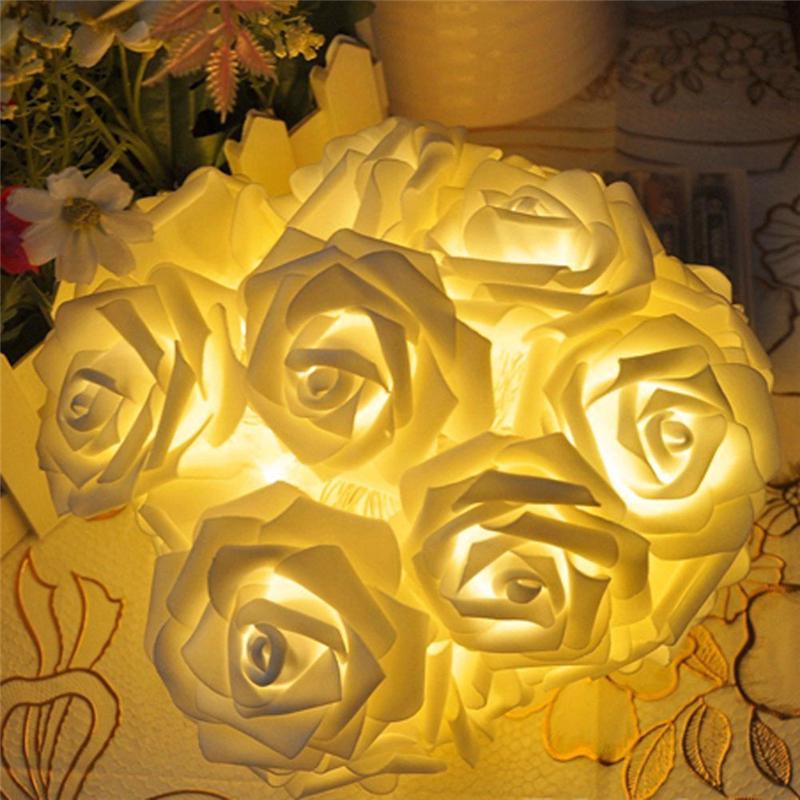 1PC 20LED Rose Flower Fairy Light String Party Xmas Decoration Valentine Gift Battery Operated KTY