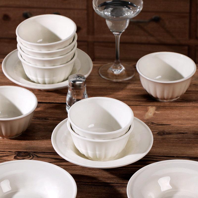 2024 New Style: 10-Piece Pure White Ceramic Pumpkin Rice Bowl Set