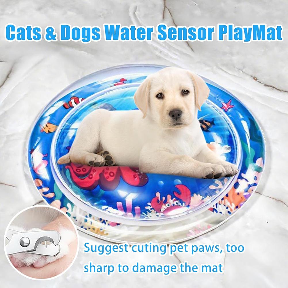 Interactive Sensory Play Mat with Air Pump Summer Cooling Pad Cat Water Bed Playmat for Indoor Cats