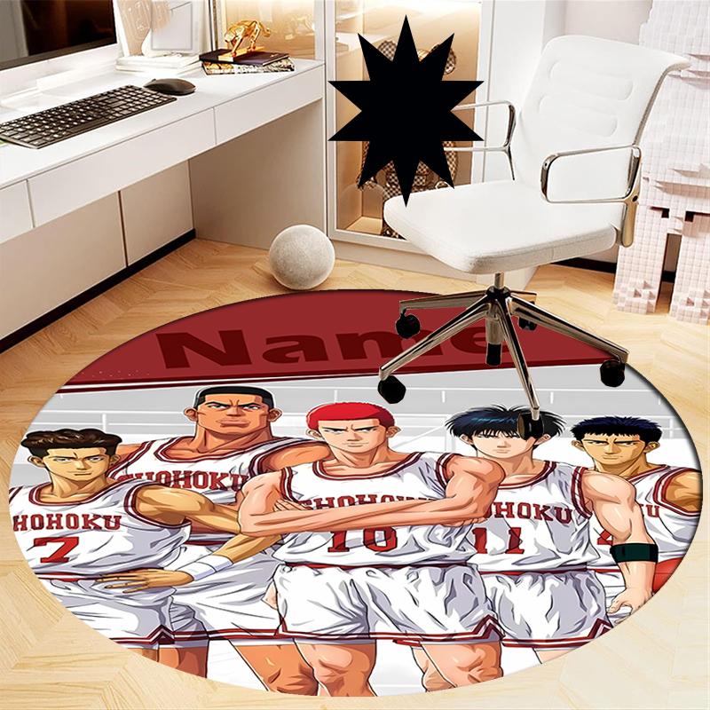 Custom Name Slam Dunk Printed Round Rug Carpet Chair Rug Area Rug Entryway Doormats,for Office Chair Living Room Bedroom Kitchen Room.