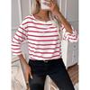 Plus Size 1XL-5XL New Woman's Tshirts Casual Long Sleeve Striped O Neck Loose Fashion Ladies Tops