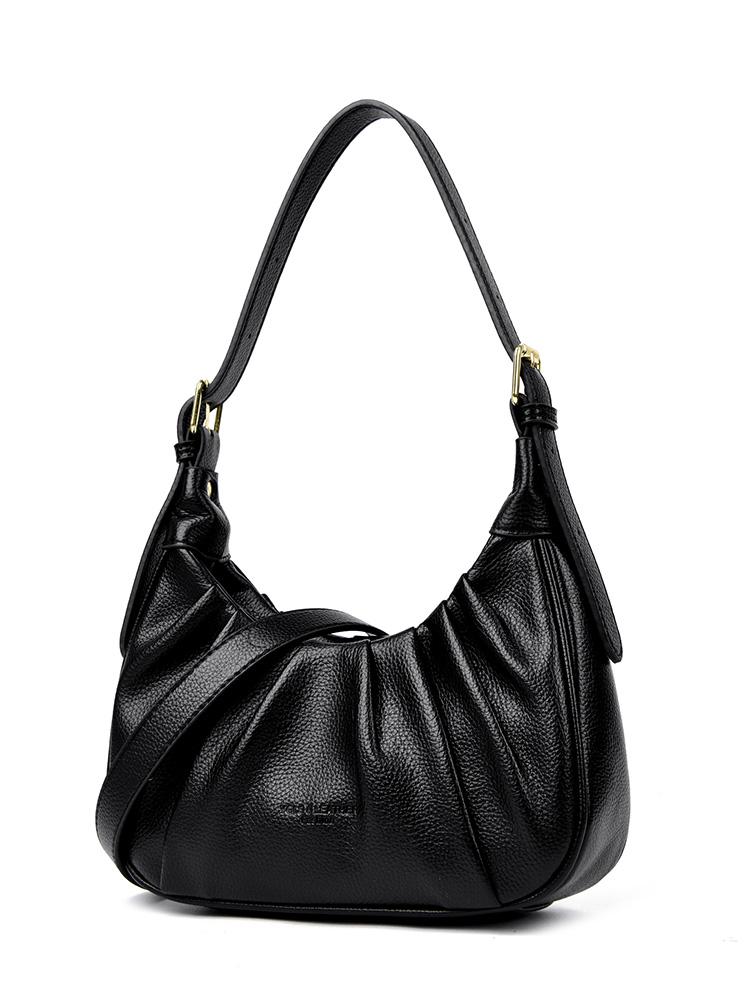 Geantă de umăr pentru femei cu design minimalist - Geantă de mână plisată uni, Geantă crossbody la modă potrivită pentru uz zilnic și cumpărături