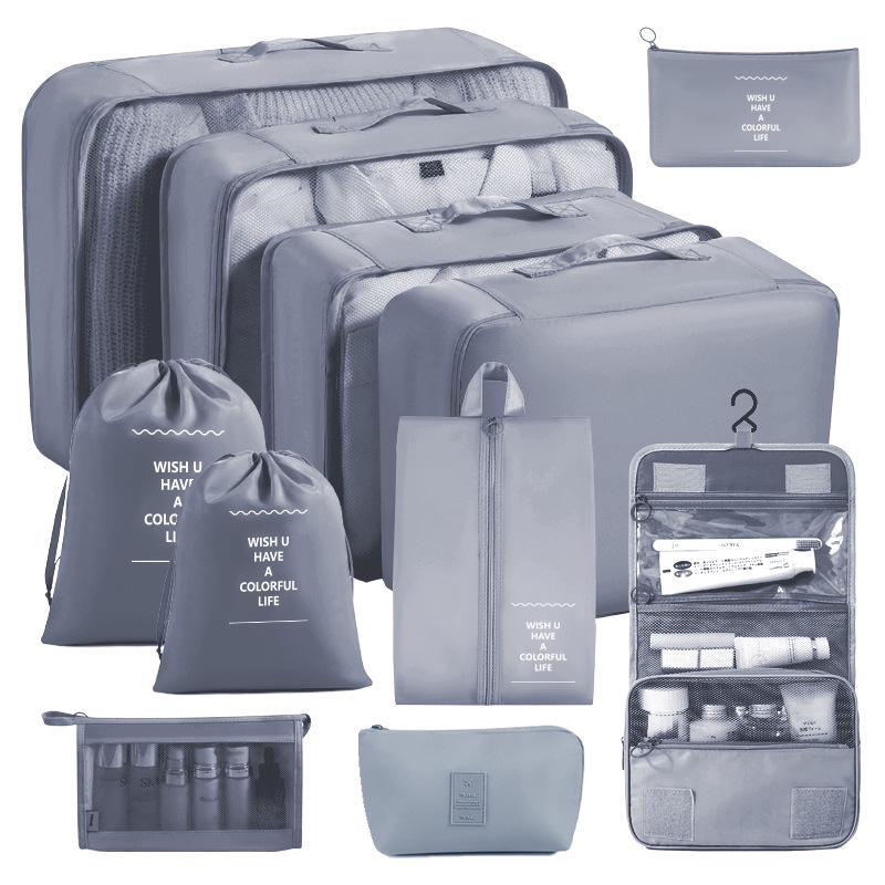 Eight-Piece Waterproof Travel Storage Bag Set for Business Trips - Large Capacity