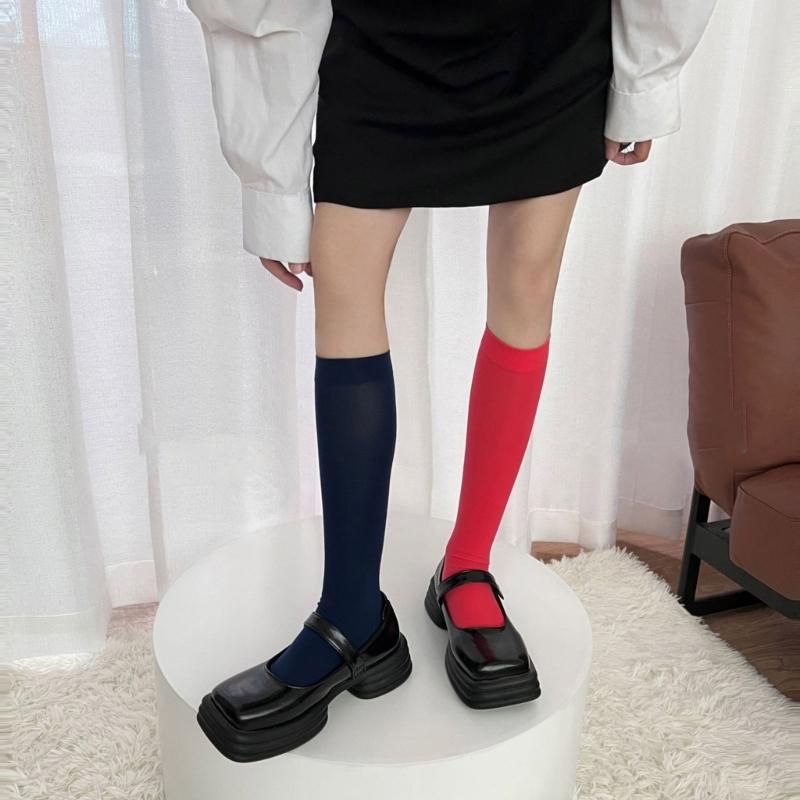 Colorful Calf Socks Velvets Knee High Stockings Lightweight Breathable Knee High Socks Student Girls Middle Tube Socks