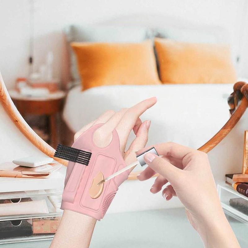 Silikon Make-up Pinselhalter Handgelenkband Multifunktionales Schönheitswerkzeug Mit Reinigungszone Für Kosmetik-Enthusiasten
