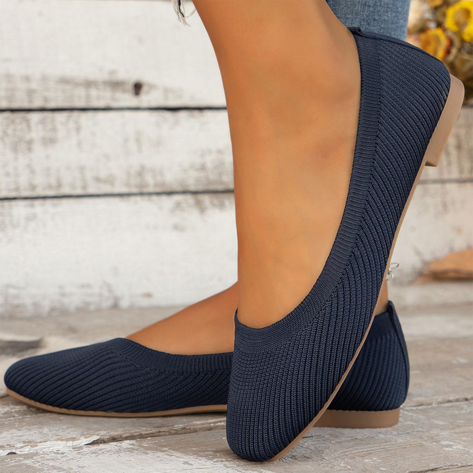 

Женская Обувь на Низком Каблуке Удобная для Ходьбы Балетки Милые Балетные Женские Портативные Балетки для Женщин Удобные 40 темно-синий