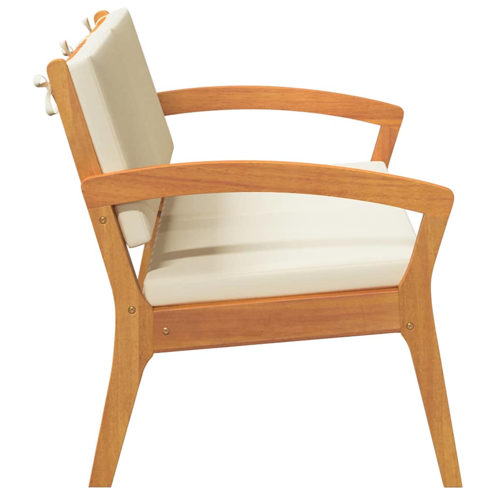 Garden Bench with Cushions Oil Natural Solid Acacia Wood