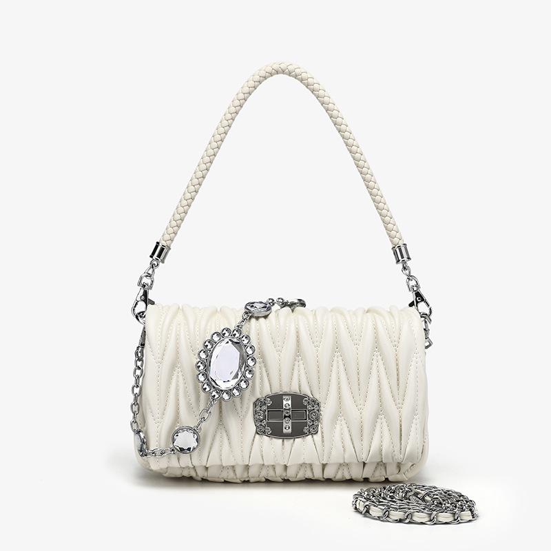 Summer women s bags 2024 new model niche high-end crossbody bag women s handbag niche shoulder handbag underarm bag pleated бежевый