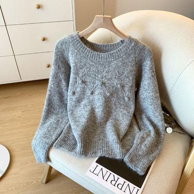 Gentle Wind Round Neck Pullover Sweater Women's Autumn and Winter Thickened Niche Chic Top