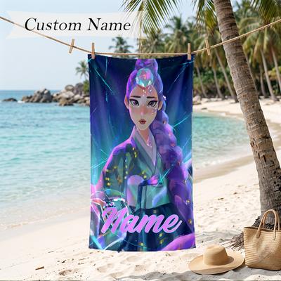 Rumi Custom Name Printed Beach Towel Personalized Soft Towel For Swimming Beach Travel