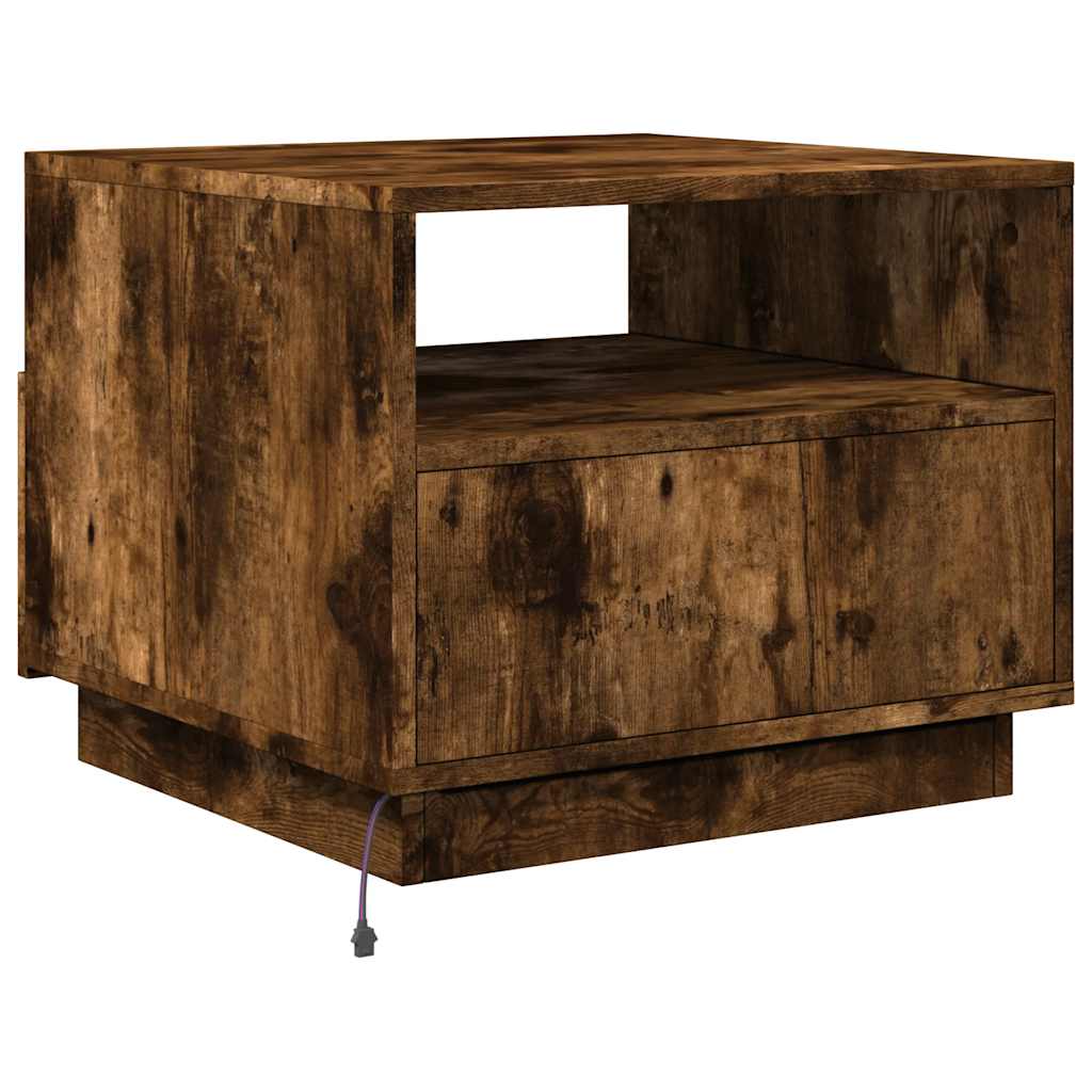 LED Coffee Table In Smoked Oak 50 X 49 X 40 Cm