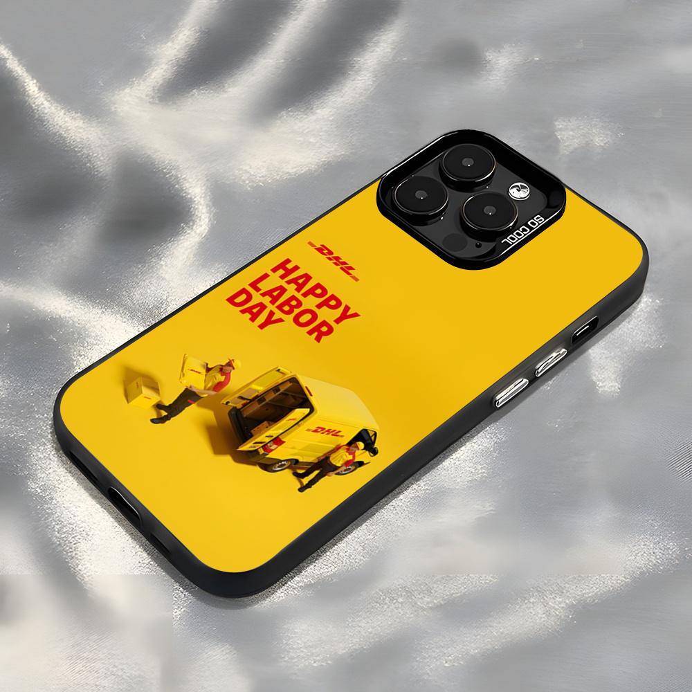 Brand DHL Logo Phone Case For IPhone17 Air 16 15 14 Plus 13 12 11 Pro 7 8 XS Max XR Silver Black Bumper Case