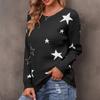 Womens Loose Knit Pullover Sweater With Star Round Neck Long Sleeve Casual Winter Top