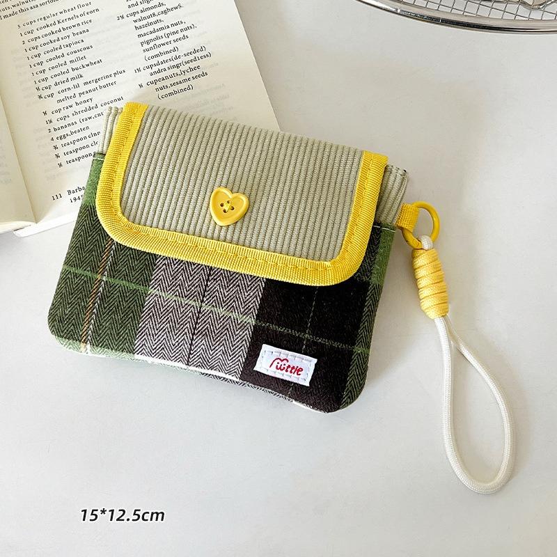 Contrast Color Plaid Aunt Bag Portable Sanitary Napkin Storage Storage Bag Student High-value Magnetic Buckle Bag with Handle