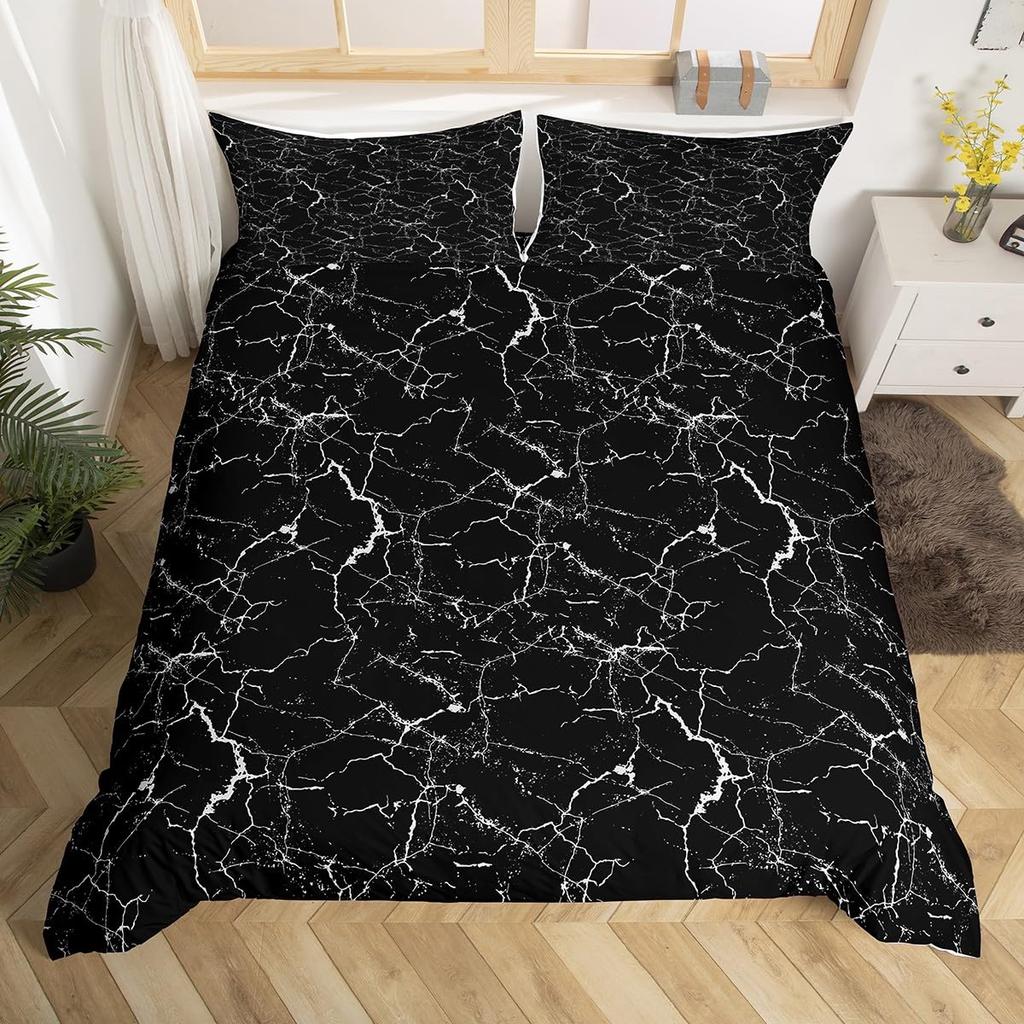 Black Marble Duvet Cover Set Gold Metallic Marble Bedding Set Black Gold Abstract Marble Texture King Size Comforter Cover Sets