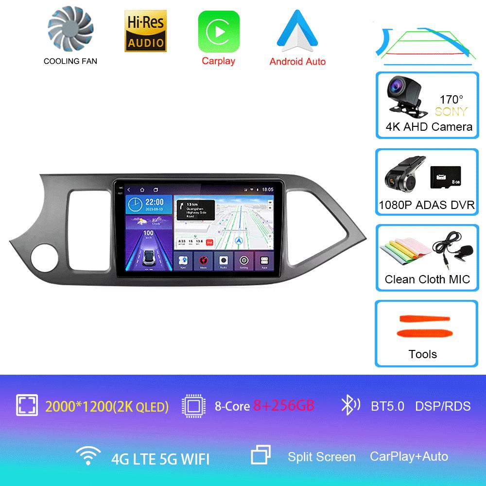 Car Radio Android 14 Carplay WIFI+4G For KIA PICANTO Morning 2011 2012-2016 Navigation GPS Multimidia Video Player Head Unit DSP