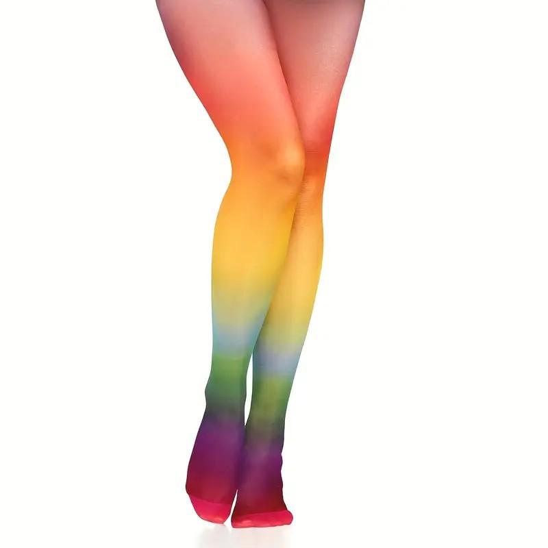 Japanese Dopamine Rainbow Stockings Gradual Change Stockings Large Size Women's Summer Thin Anti-hook Silk Durable Pantyhose