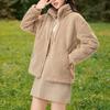 Short coral fleece jacket women's new casual versatile solid color stand-up collar trendy clothes