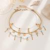 Holiday Style Starfish Shell Fringed Necklace Set, Imitation Pearl Beaded Conch Collarbone Necklace