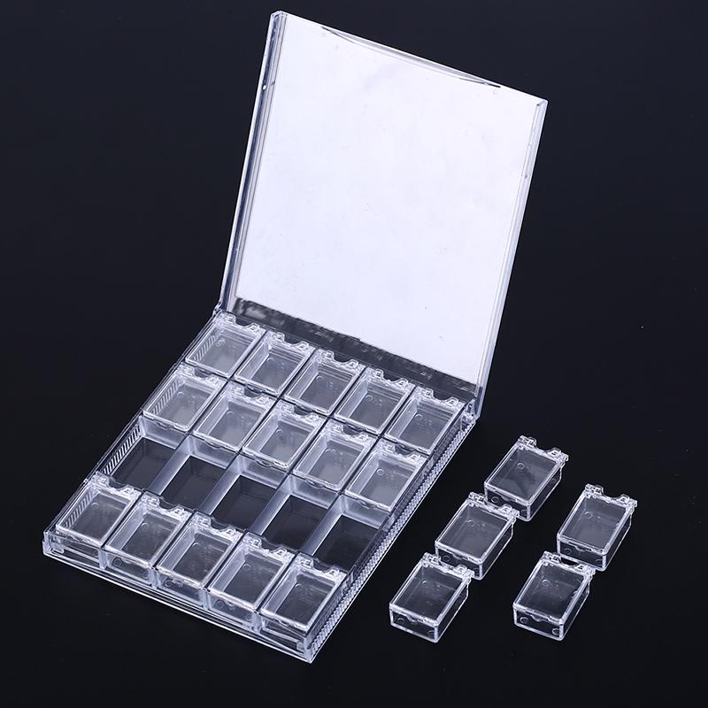 20 Grids Clear Nail Art Display Tray Glitter  Decor Storage Box Case