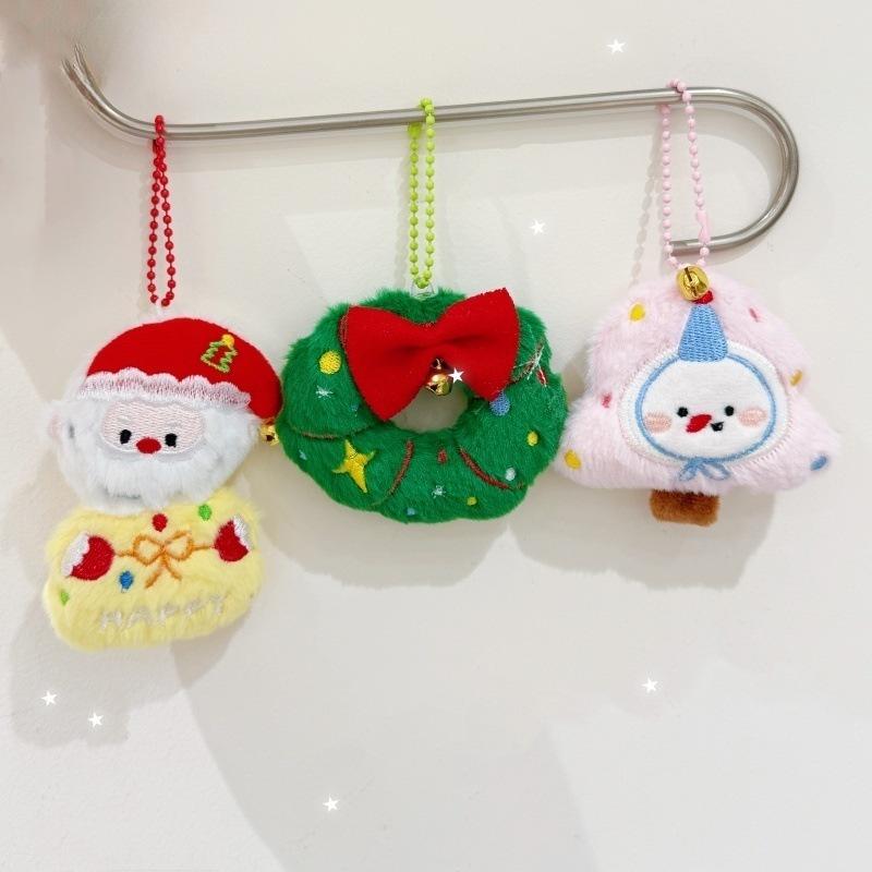 Kawaii Cartoon Plush Santa Claus Christmas Tree Keychain Lovely Christmas Stuffed Doll Toys Backpack Pendant Accessories Gifts