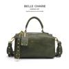 Olive Green Retro Women's Handbag with Cute Pendant - Versatile Commuter Tote