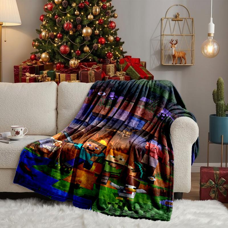 Mine-craft game Blanket Lightweight Ideal Bedding Blanket Perfect for Travel, Camping, Living Rooms, Offices, Sofas, Fan Christmas gift