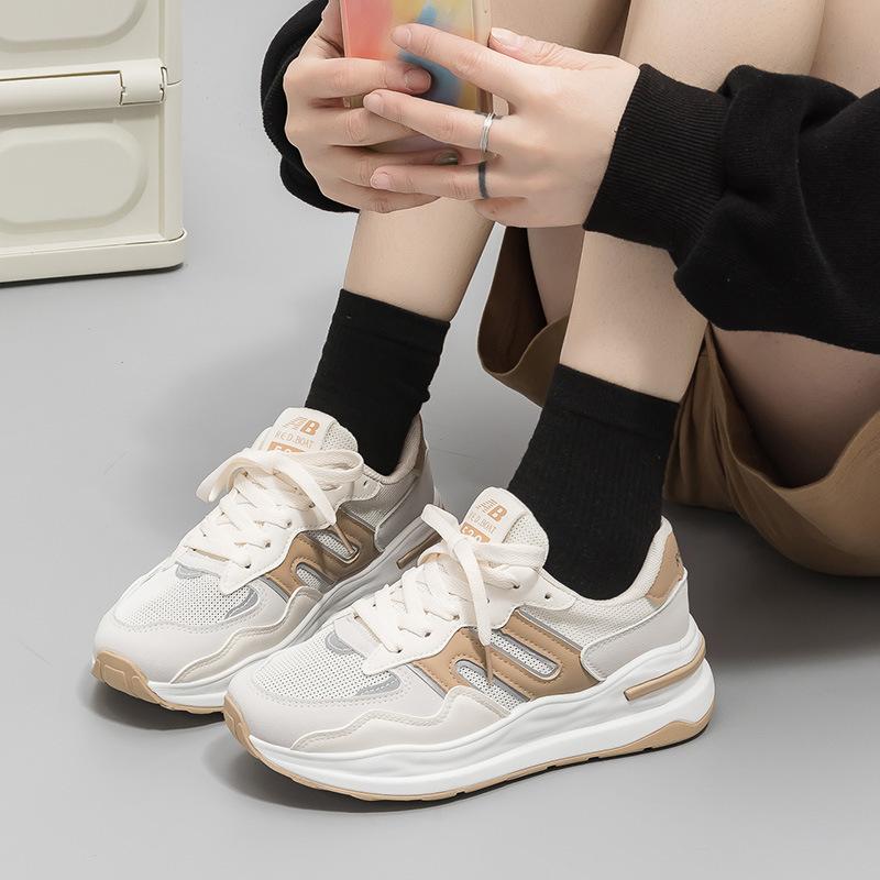 

Summer versatile mesh breathable women s platform white shoes women s casual sports shoes 40 кофейный