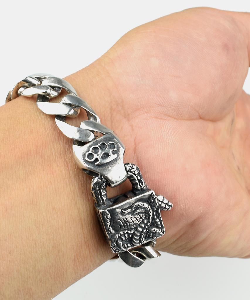 Sheen666 535 Link Silver Bracelet Snake Buckle
